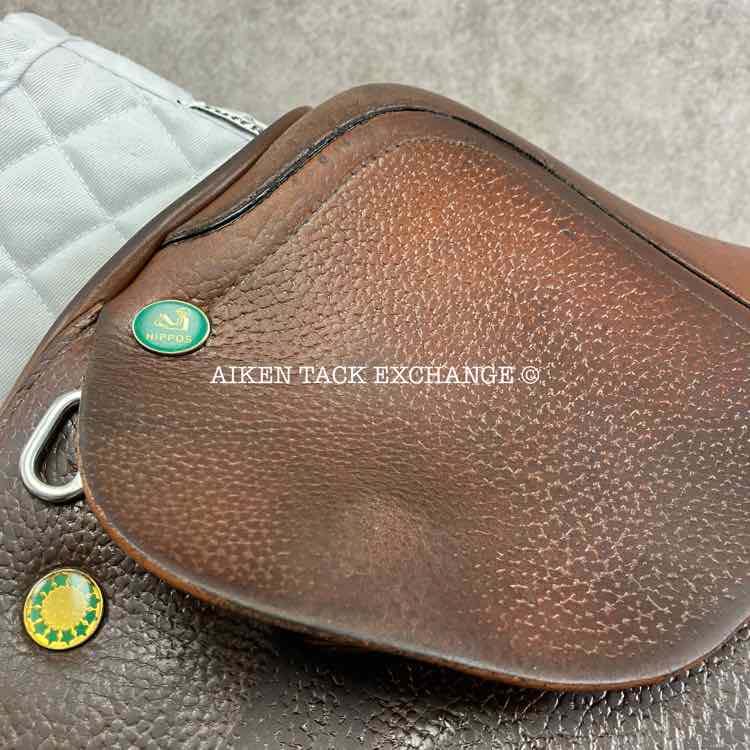 2001 Prestige Hippos Red Fox Close Contact Jump Saddle, 18" Seat, 33 Tree - Medium (Adjustable), Wool Flocked Panels