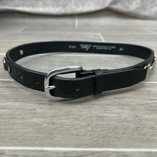 Tory Leather Snaffle Bit Belt, Black, 26