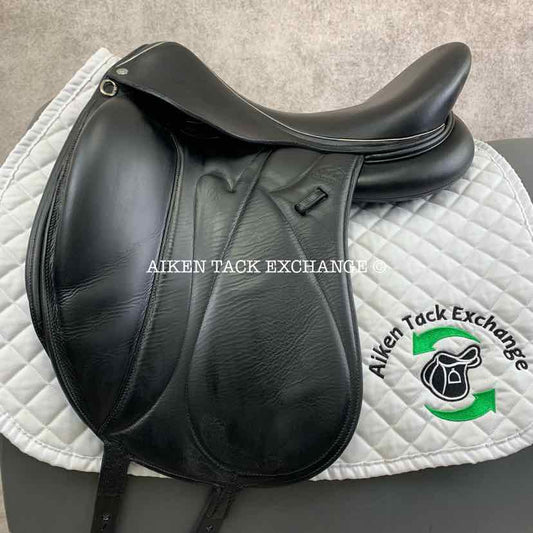 **SOLD** 2017 Devoucoux Makila S Monoflap Dressage Saddle, 18" Seat, 3A Flap, Medium Wide Tree, Foam D3D Panels, Buffalo Leather