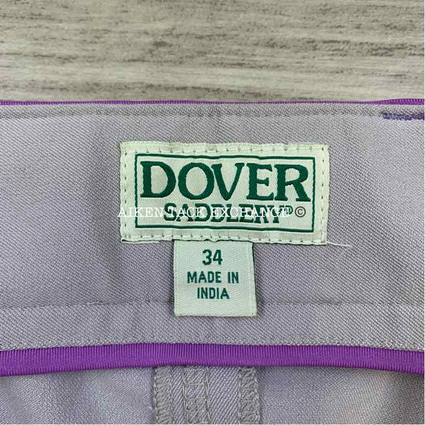 Dover Saddlery Wellesley Knee Patch Breeches Fog/Amethyst, 34