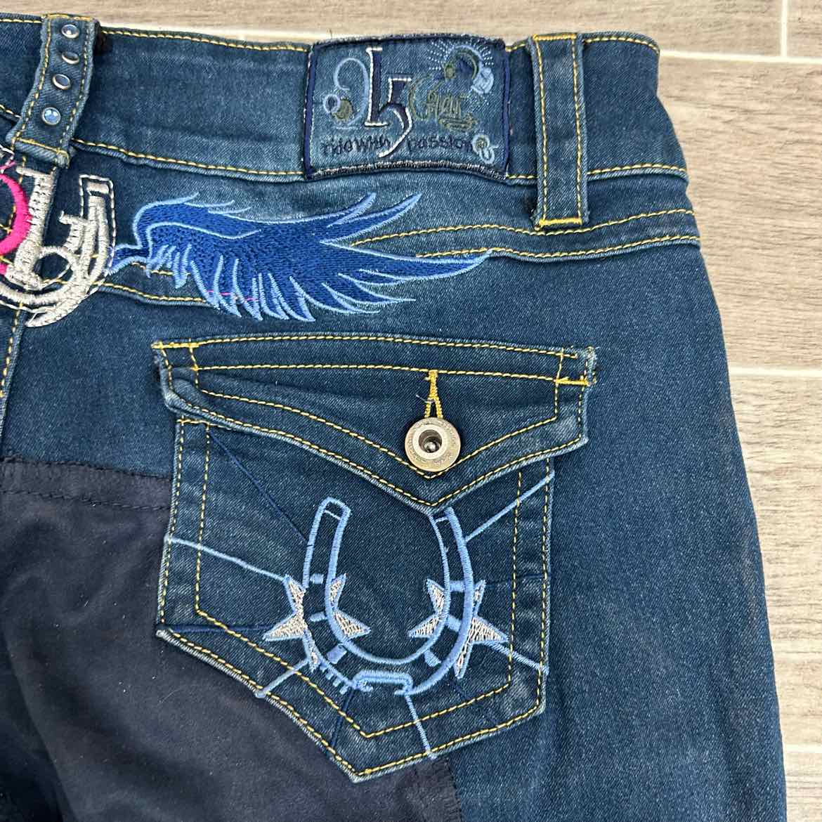 2KGrey Denim Full Seat Breeches, Size 30