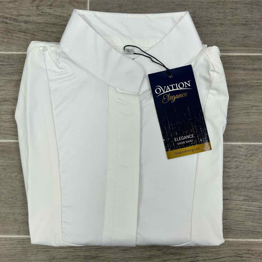 Ovation Elegance Long Sleeve Show Shirt, White, Size Large