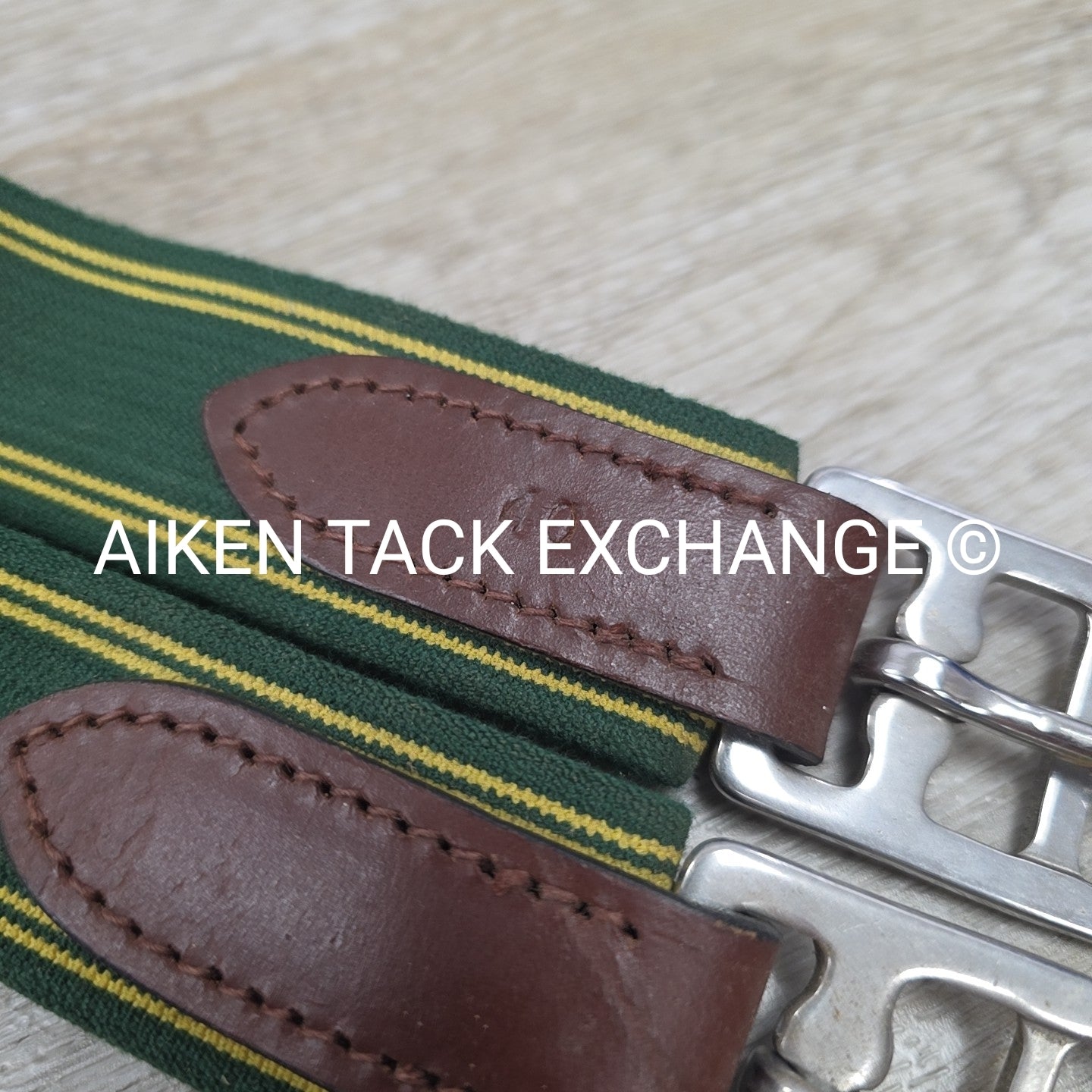 Leather Girth with Single End Elastic, Brown, 38"