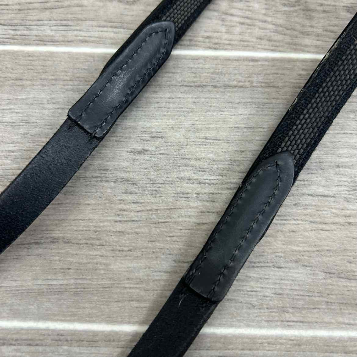 Stubben NT Leather Reins with Extra Grip Rubber Lining, Black, 55"