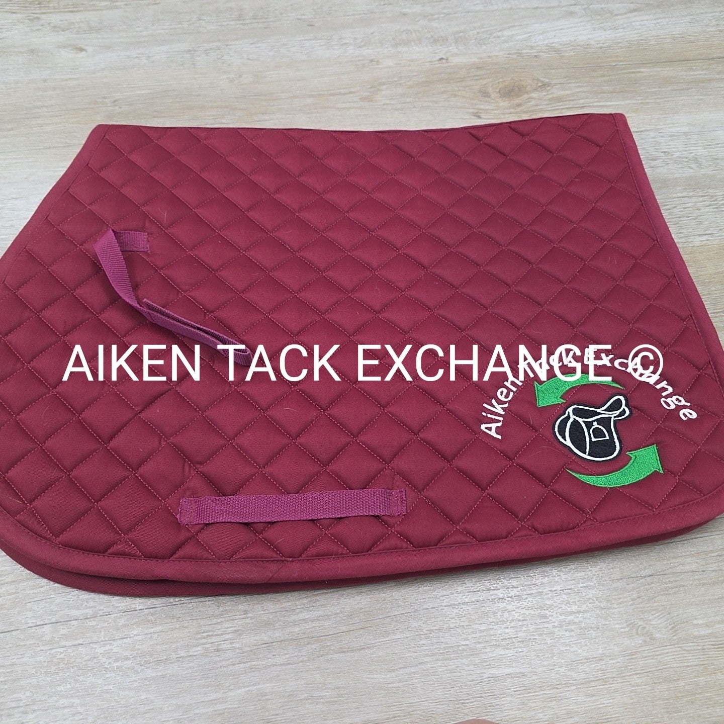 Dover Saddlery All Purpose Saddle Pad with Aiken Tack Exchange Logo, Burgundy