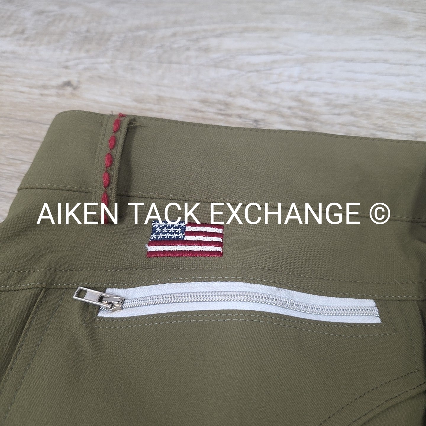 Equine Couture Stars & Stripes Silicone Grip Knee Patch Breeches, Size 34