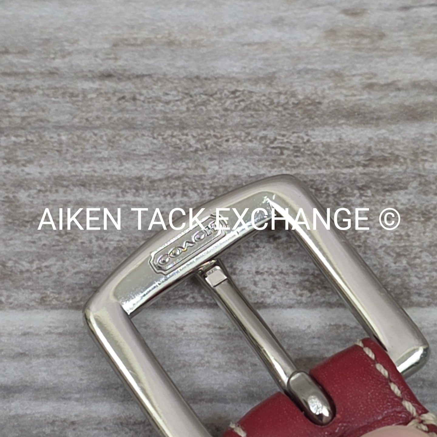 Coach Leather Red Grommet Dog Collar, Size Small