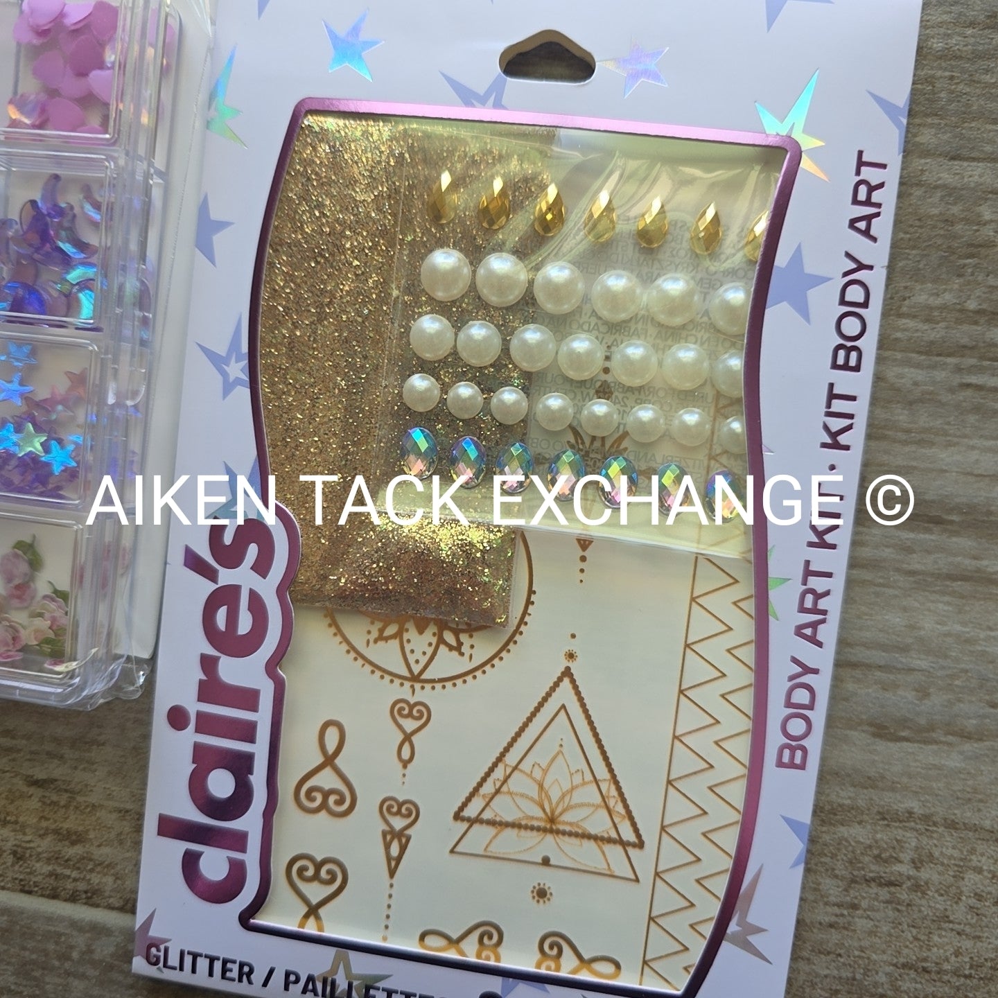 Claire's Body Art Sets - 1 Gem & Glitter Set, 1 Large Gem Set w/ Case