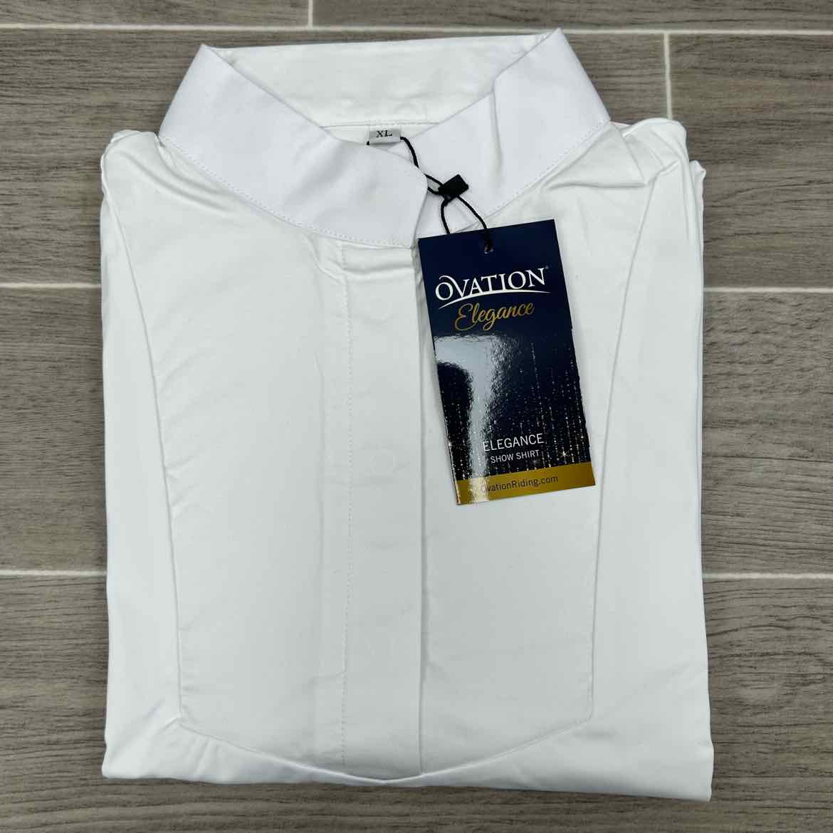 Ovation Elegance Long Sleeve Show Shirt, White, Size X-Large