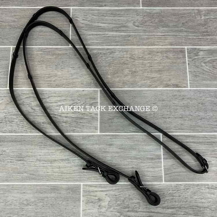 Tony Slatter Saddlery Leather Reins with Stops, Black, 50"