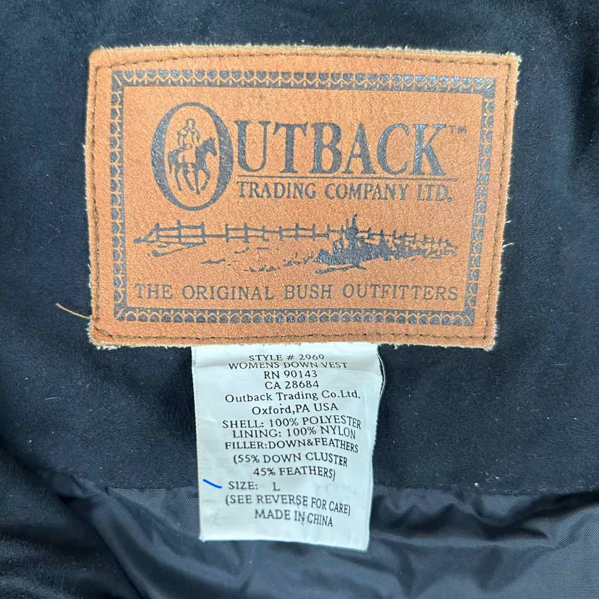 Outback Trading Company Down Vest, Women's Large