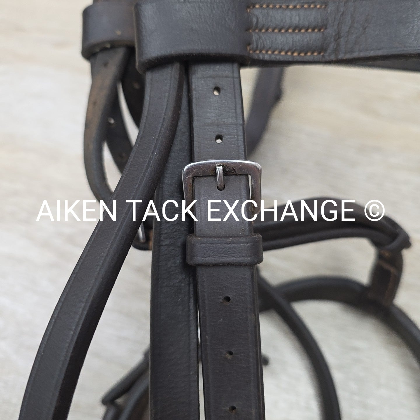 Bobby's English Tack Heavy Duty Flat Hunt Bridle with Laced Reins, Brown, Size F