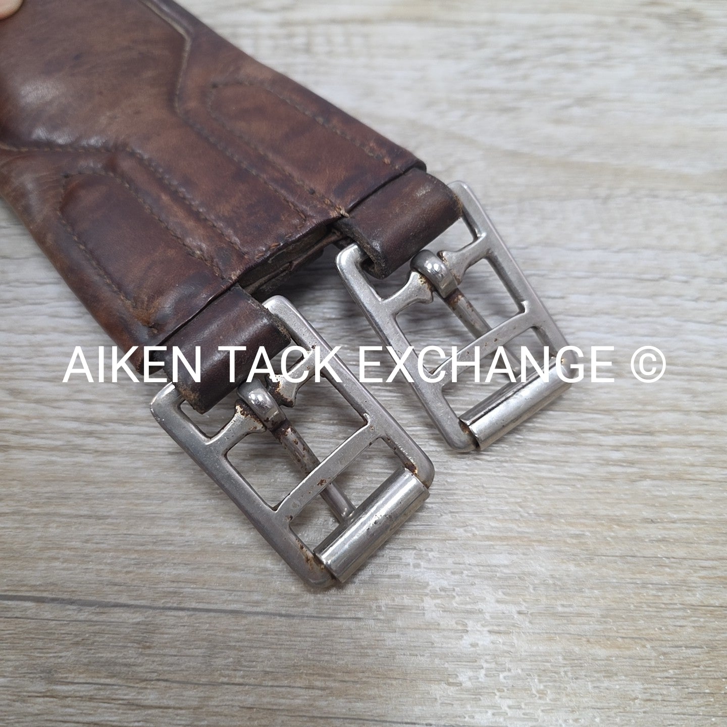 Mortack Leather Girth with Single End Elastic, Brown, 48"