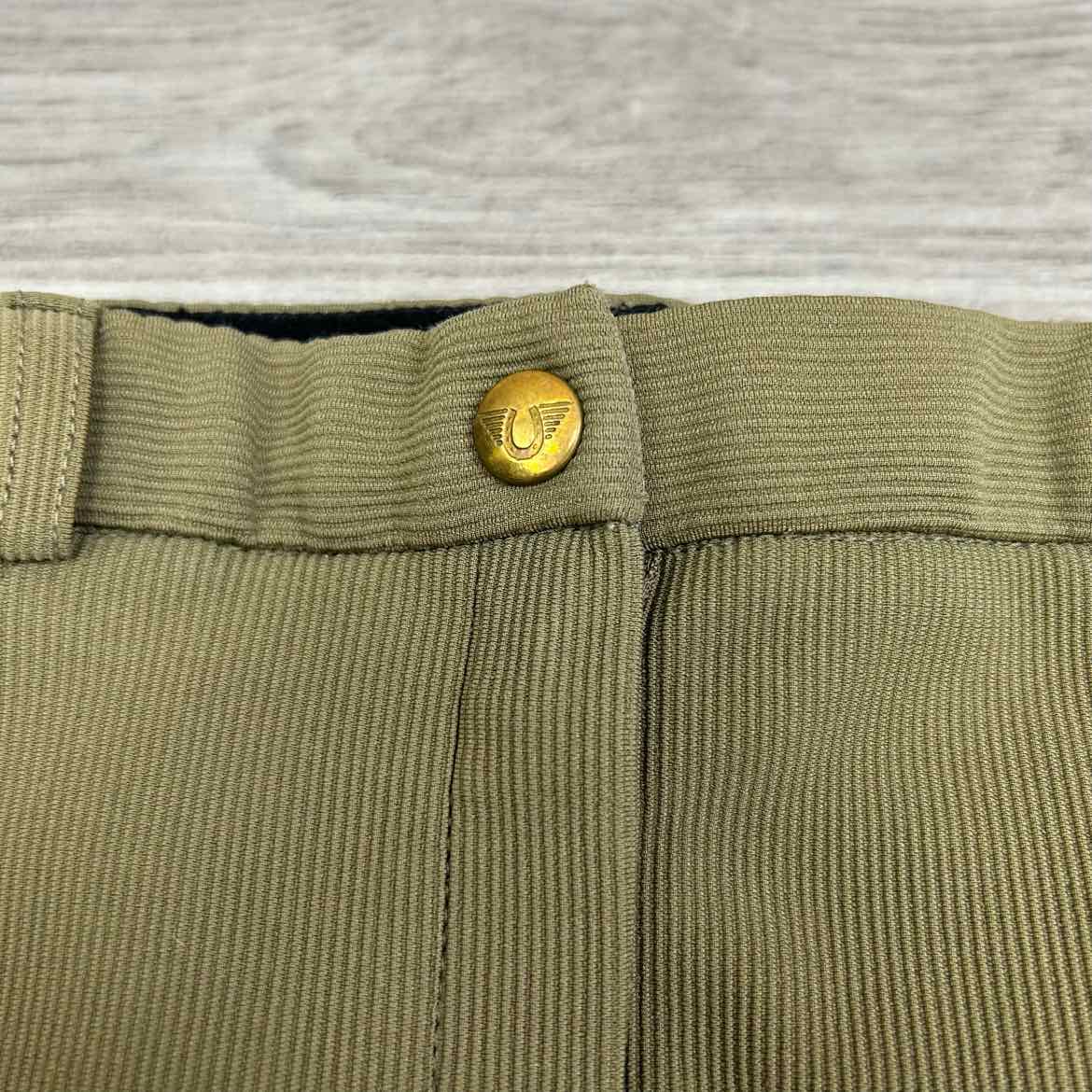 TuffRider Low-Rise Ribbed Knee Patch Breeches, Sage, Women's 26 L