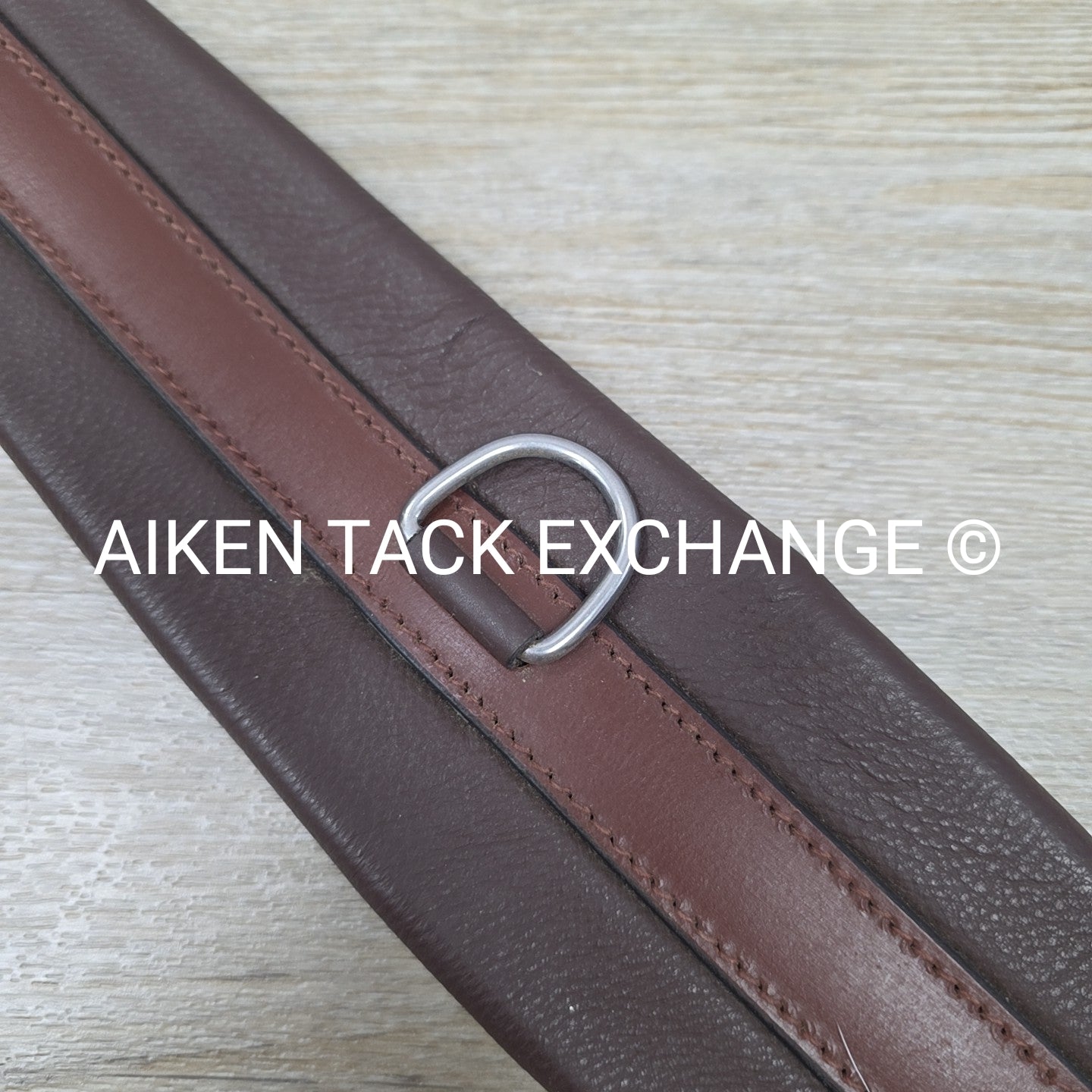 Leather Girth with Single End Elastic, Brown, 38"