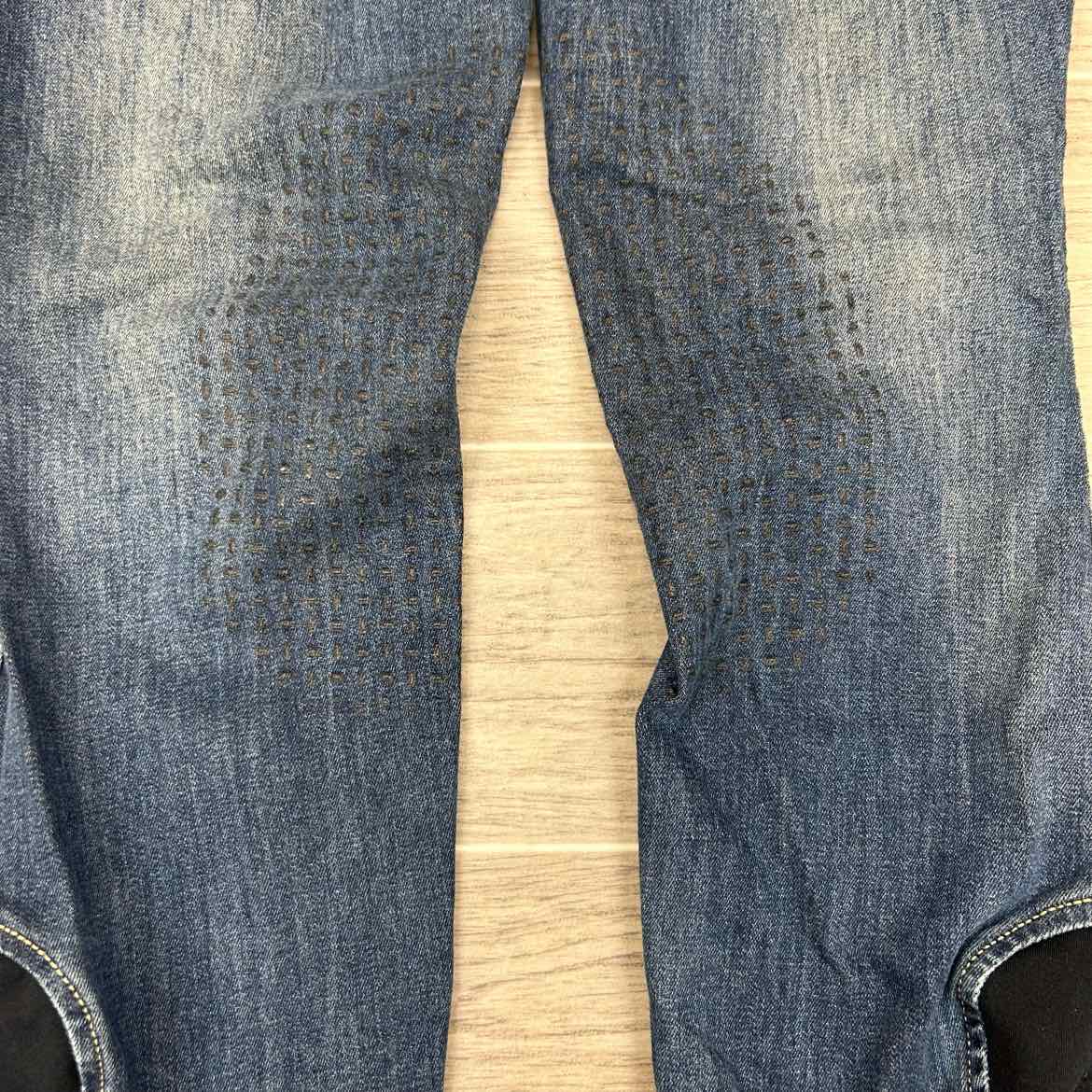 Schockemohle Lyra Silicone Grip Knee Patch Denim Breeches, Size 28 R