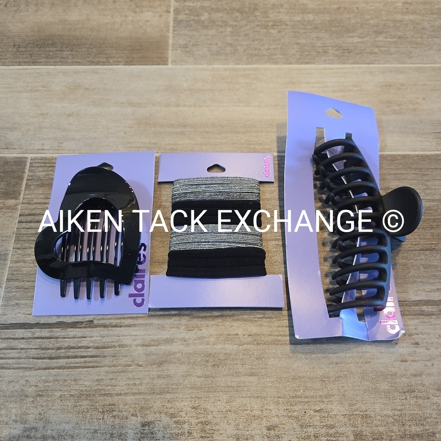 Claire's Hair Bundle - 2 Claw Clips, 1 Pack of Hair Ties