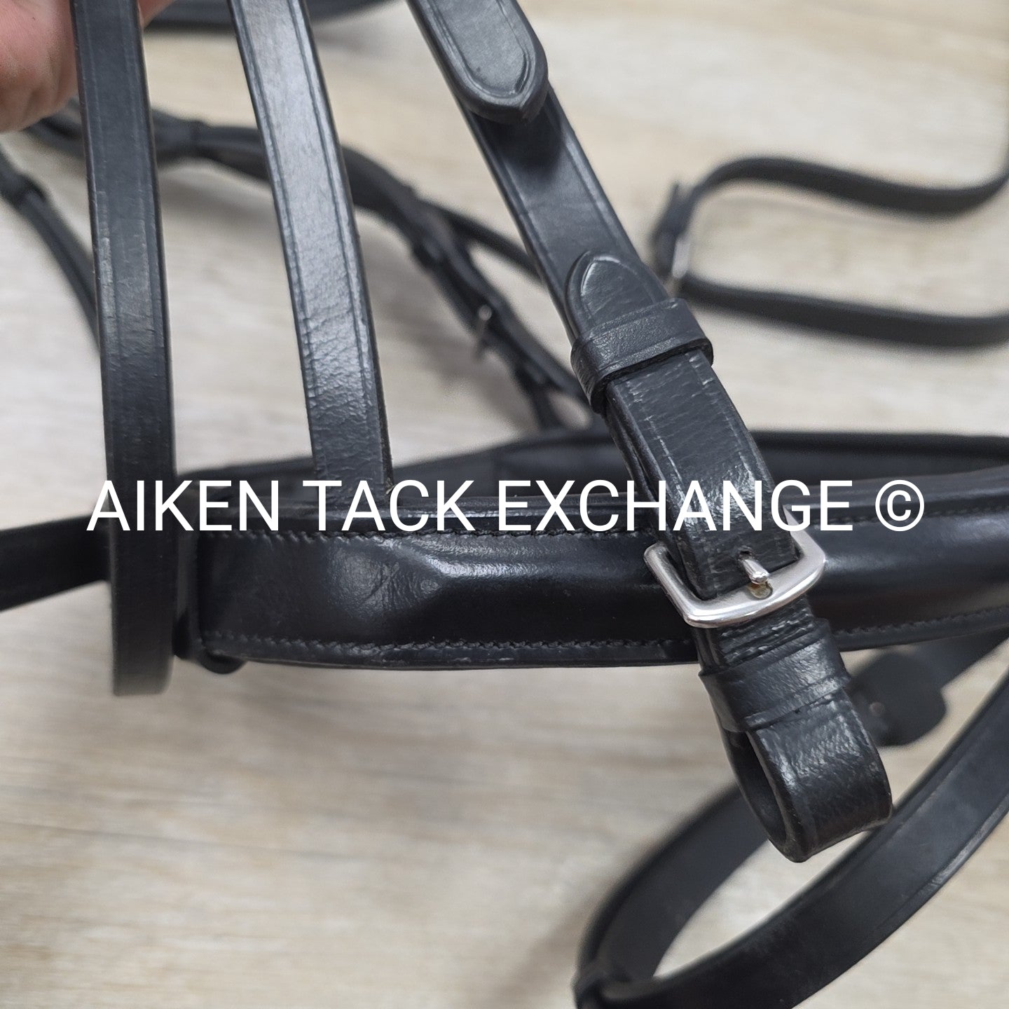 KL Select Black Oak Juniper Dressage Bridle with Reins, Black, Size Full
