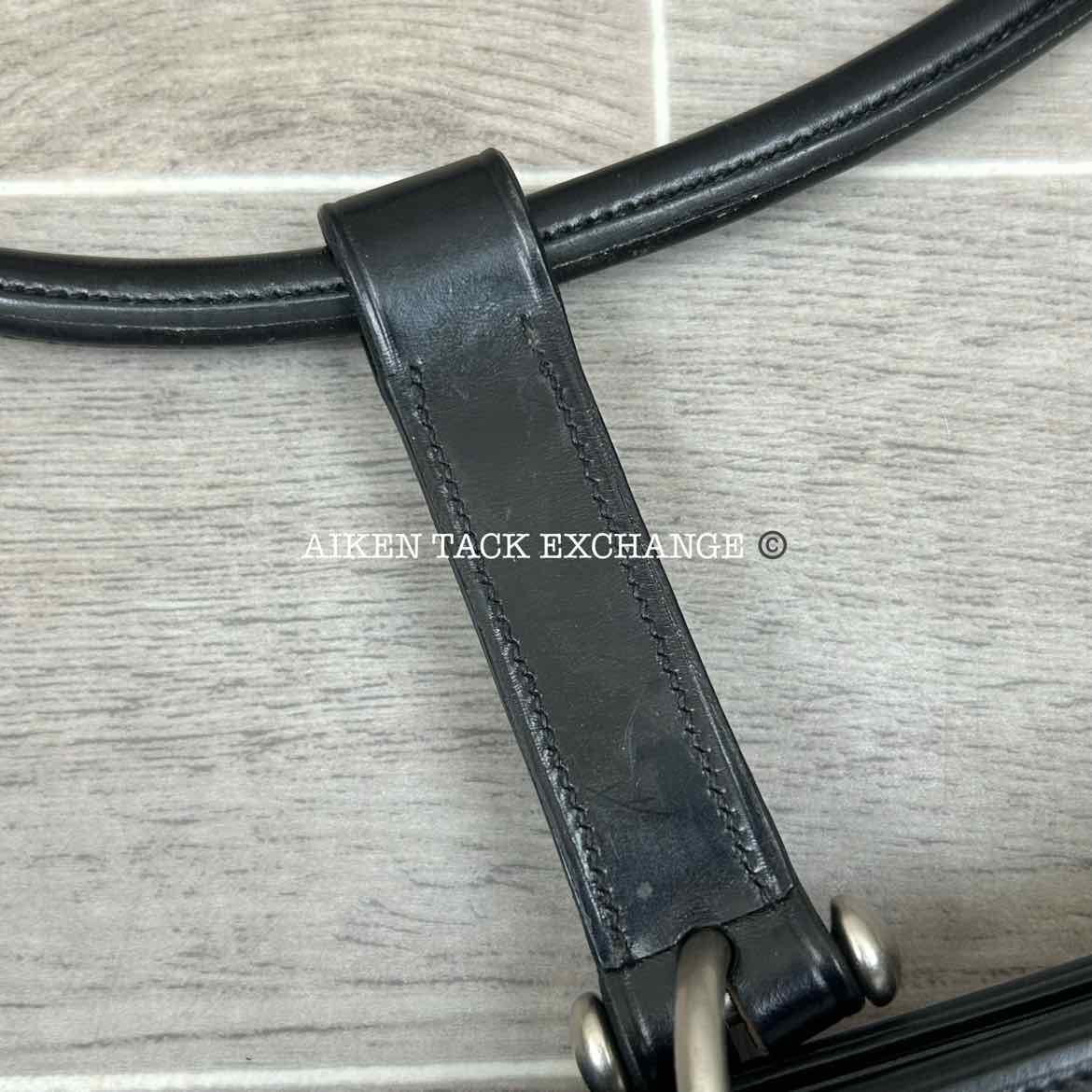 KL Select Red Barn Padded Leather Halter, Black/Nickel, Size Full