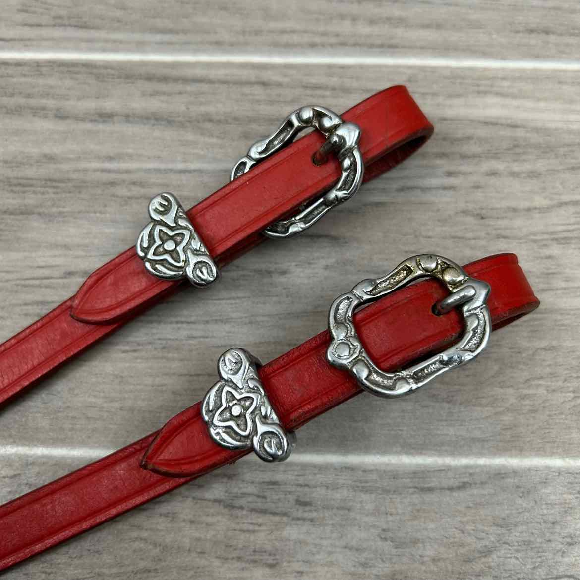 Baroque Style Bridle with Matching Reins, Red, Size Cob