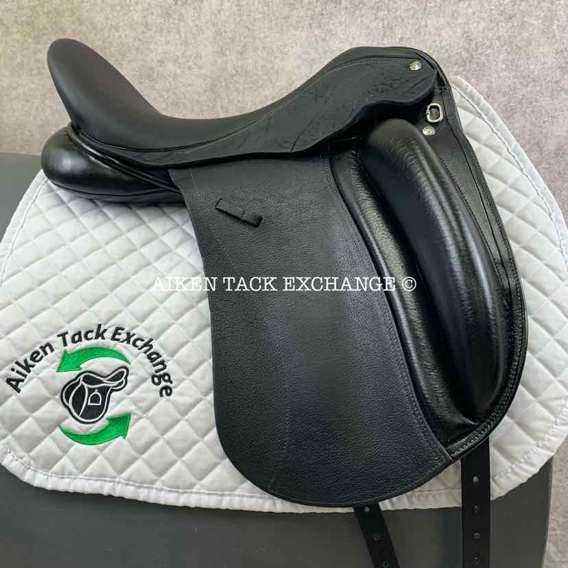 2013 Custom Saddlery Wolfgang Constanze Monoflap Dressage Saddle, 18” Seat, Adjustable Tree, Wool Flocked Panels