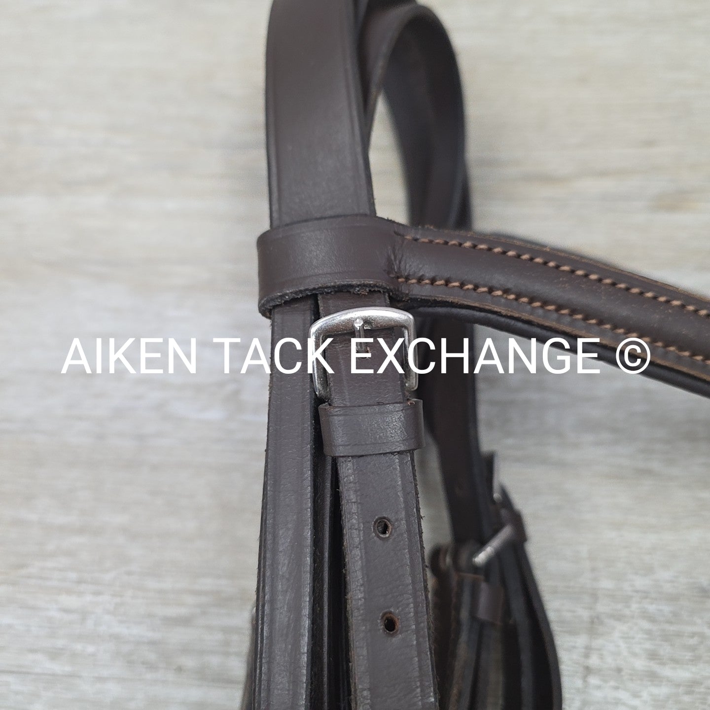 Plain Raised Weymouth Double Bridle with Curb Rein, Brown, Size Full