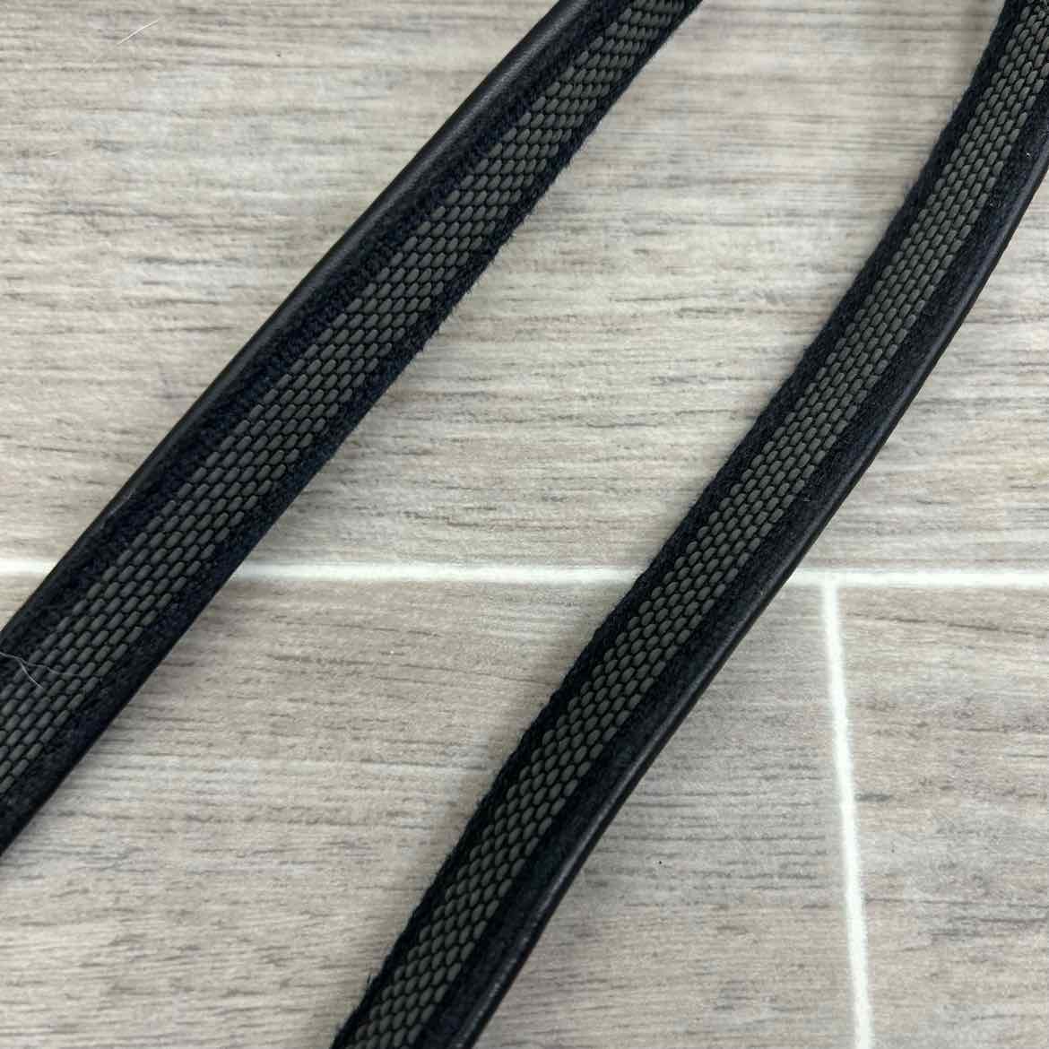 Stubben NT Leather Reins with Extra Grip Rubber Lining, Black, 55"