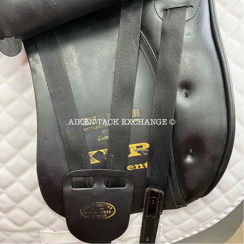 2002 Kieffer Lusitano Kur Dressage Saddle, 17" Seat, Medium Wide Tree, Wool Flocked Panels