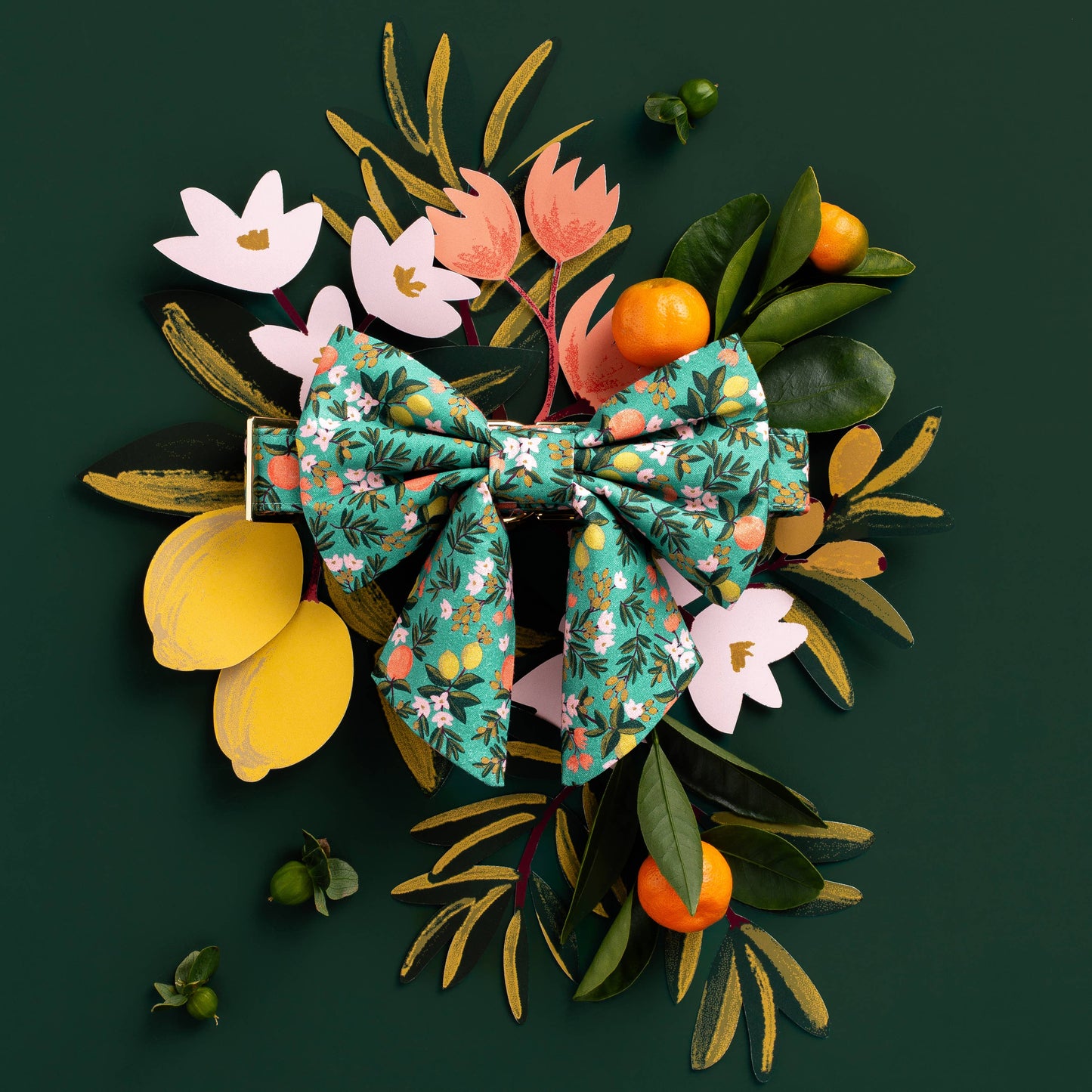 The Foggy Dog - Rifle Paper Co. x TFD Citrus Floral Lady Dog Bow: Large