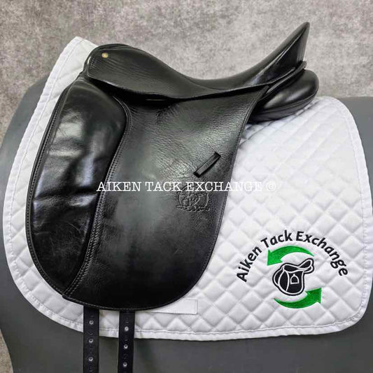 2001 Schleese Jane Savoie Dressage Saddle, 17" Seat, MW/W Tree, Wool Flocked Panels