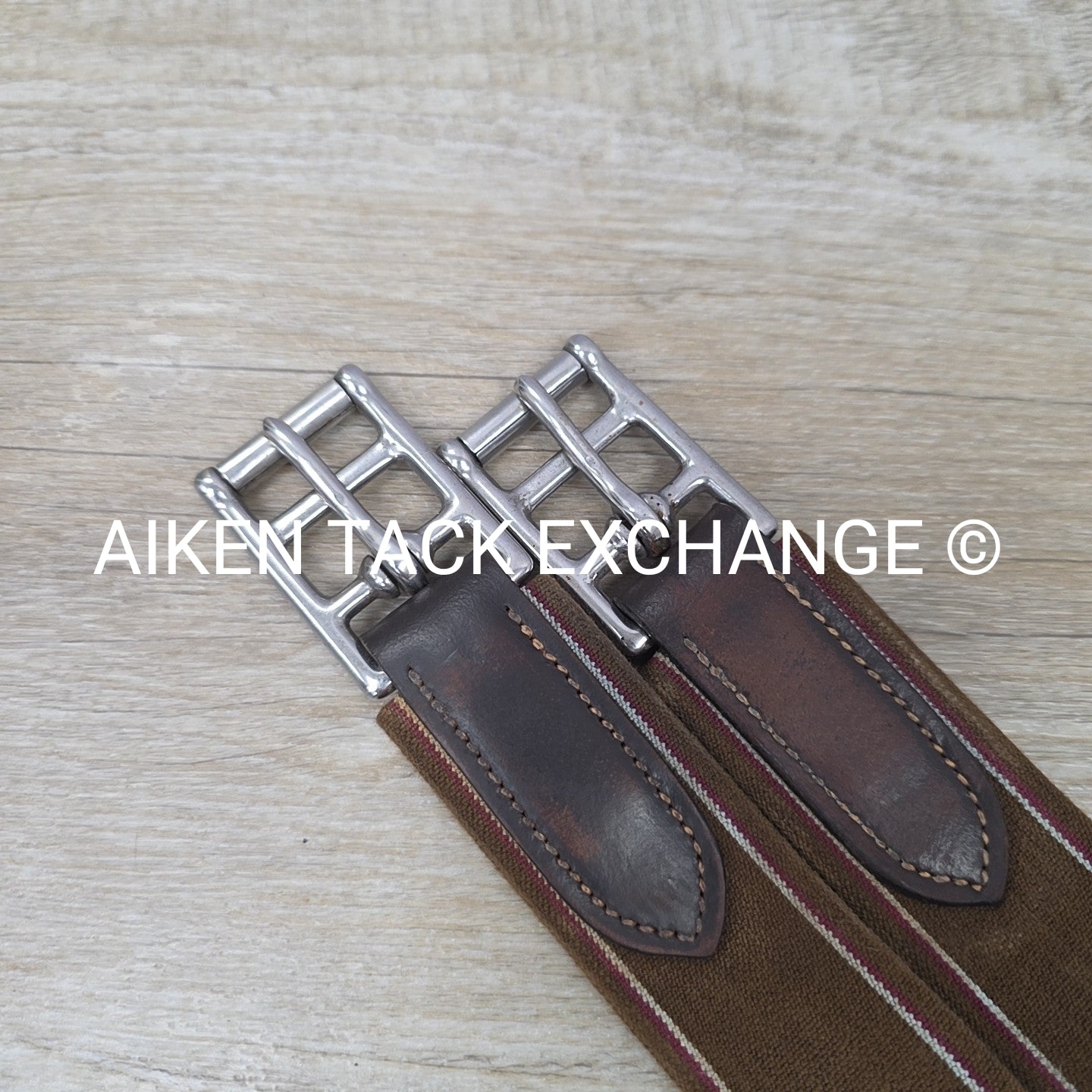 Leather Girth with Single End Elastic, Brown, 40"