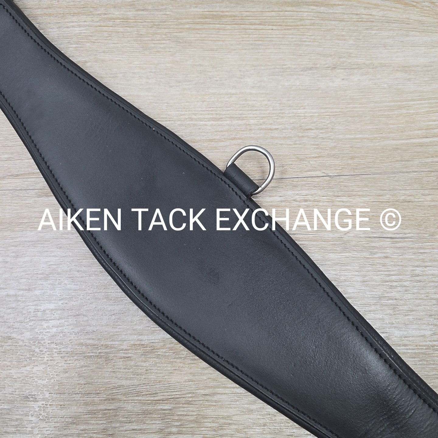 Padded Leather Contour Dressage Girth with Double End Elastic, Black, 30"
