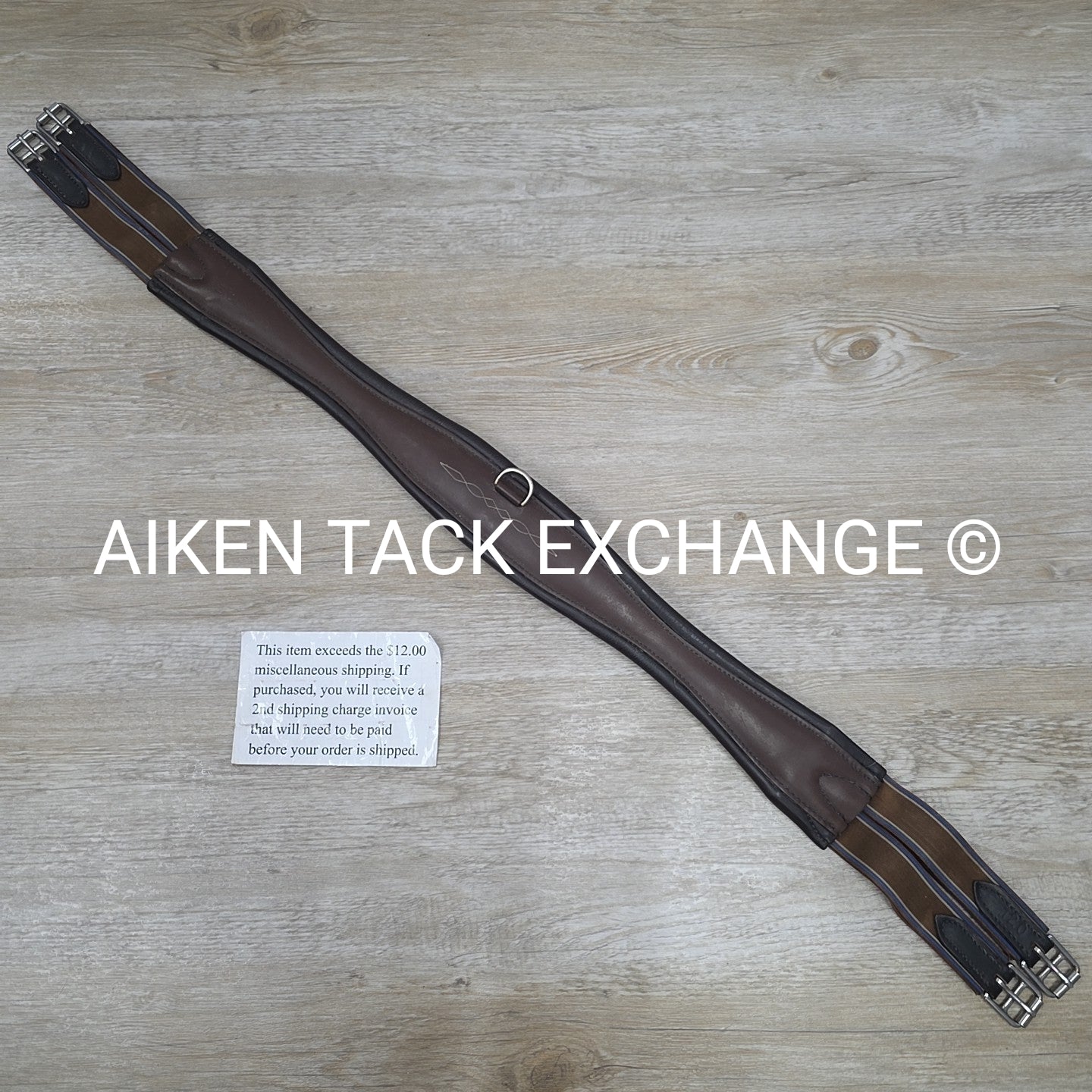 Stubben Leather Girth with Double End Elastic, Brown, 47" (120 cm)