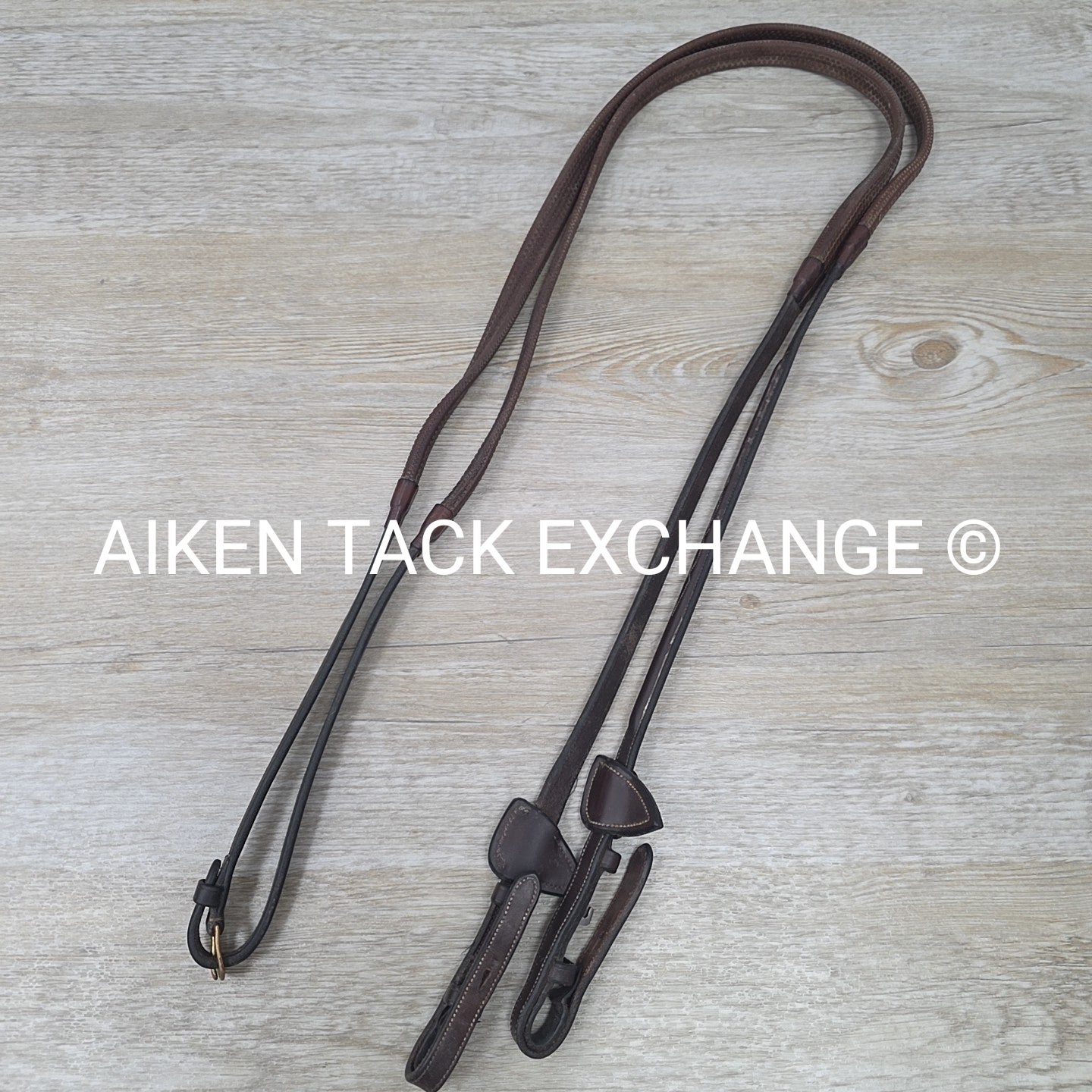 Dy'on Flash Noseband Bridle and Snap Hook with Matching Rubber Reins, Brown, Siz