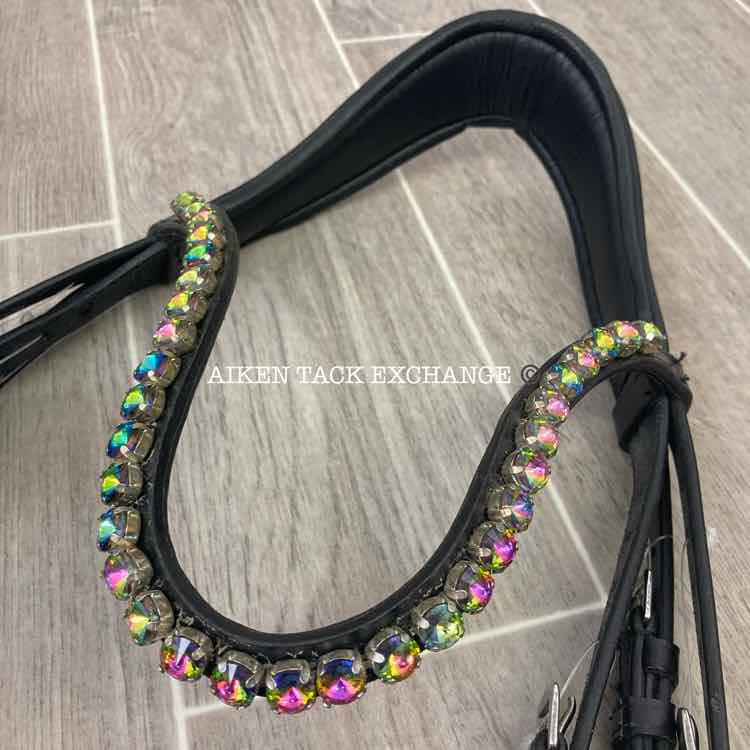 KL Select Ergonomic Flash Dressage Bridle with Bling, Black, Full, Brand New