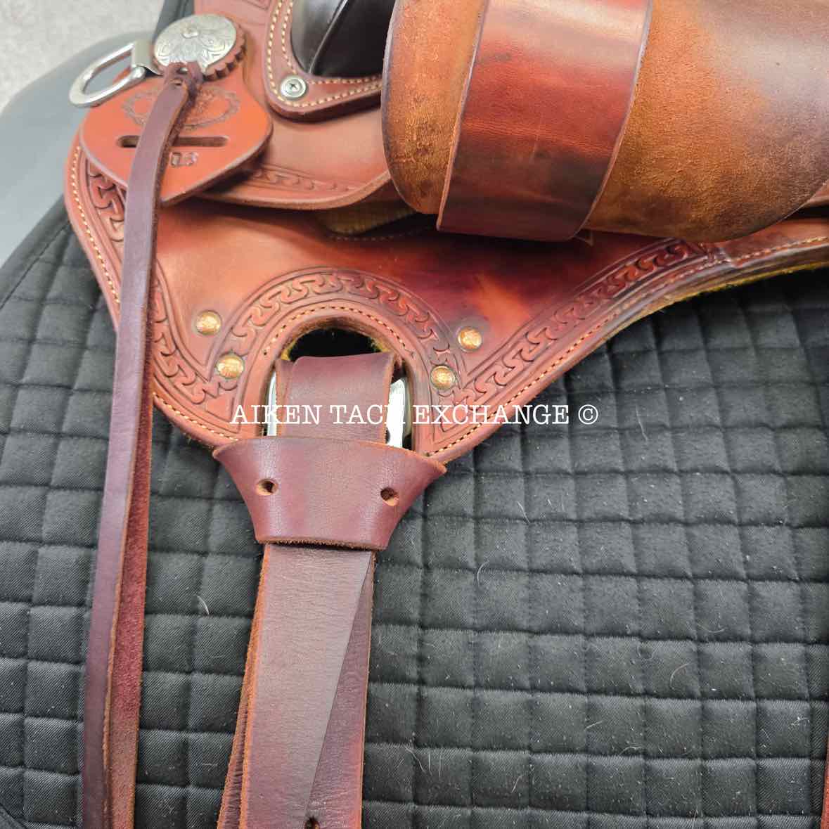 RW Bowman Mike Branch Natural Ride Western Saddle, 16" Seat, Wide Tree - Full QH Bars