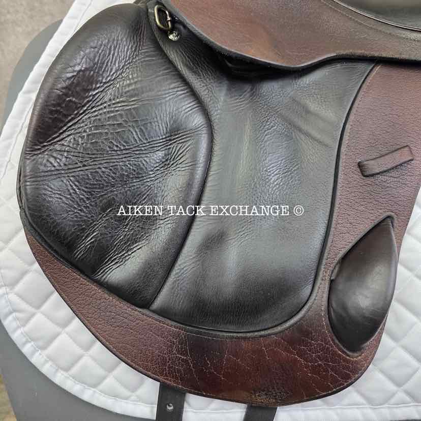 **SOLD** 2015 Custom Saddlery Monte Carlo Monoflap Jump Saddle, 18" Seat, Adjustable Tree, Wool Flocked Panels