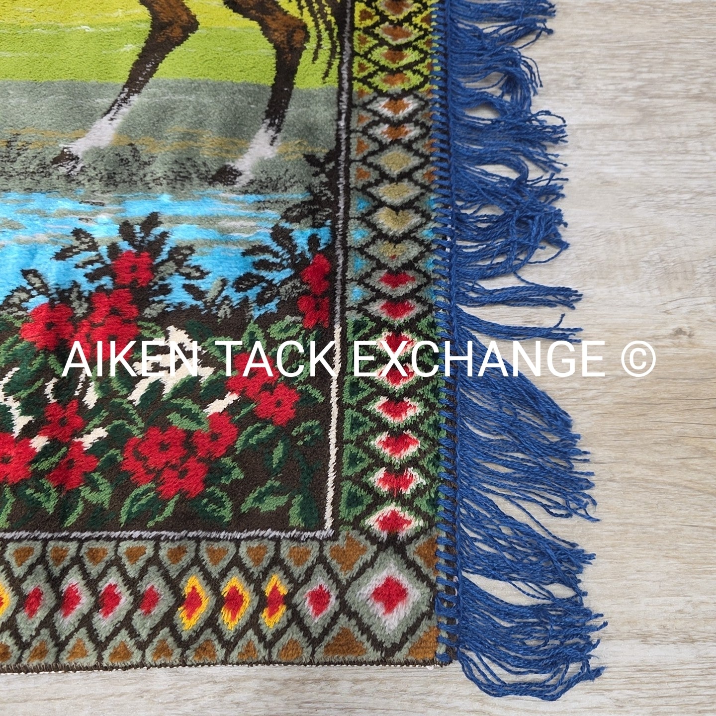Vintage P & C Woven Velvet Tapestry w/ Horse Scene