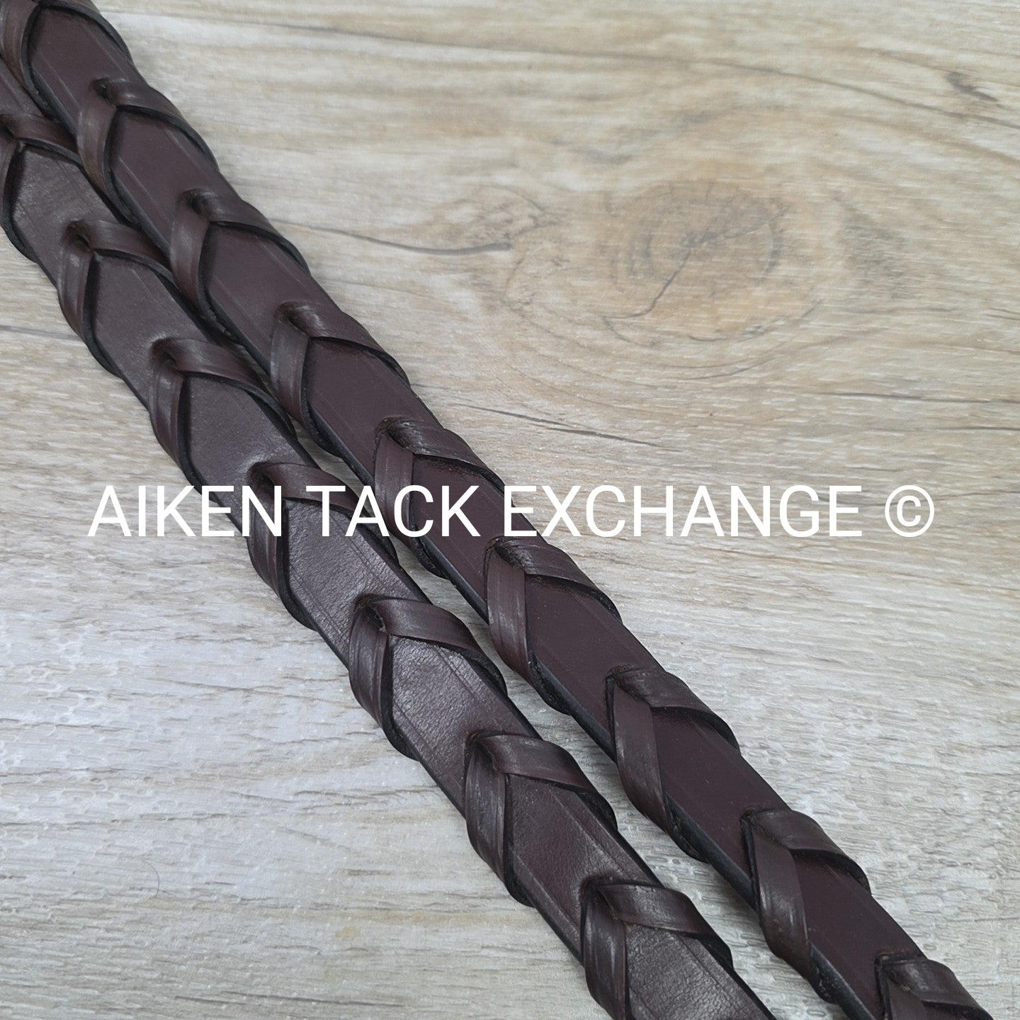 KL Select Red Barn Round Raised Fancy Stitch Laced Reins, Brown, Size Full