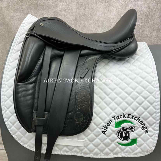 **SOLD** 2021 Black Country Vinici Monoflap Dressage Saddle, 17" Seat, Wide Tree, Wool Flocked Panels