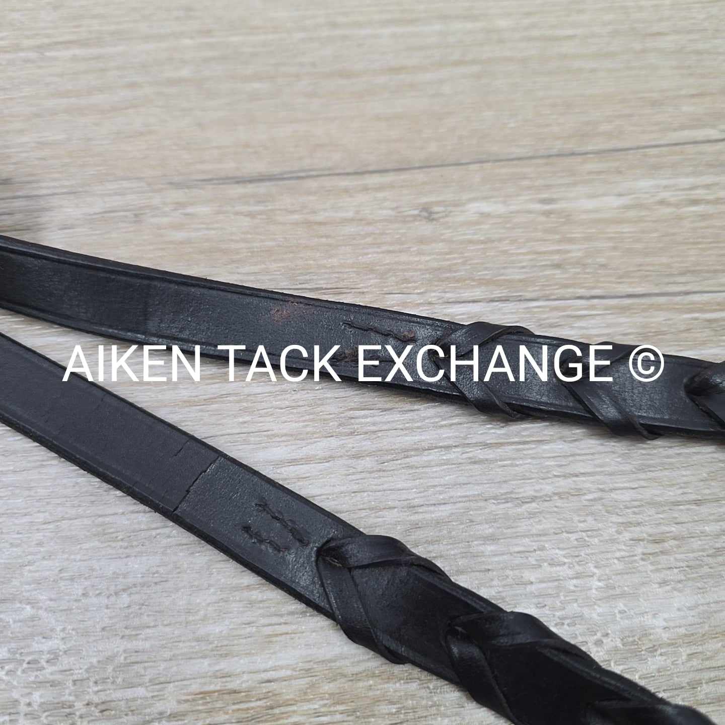 Flat Laced Reins, Black, 54"
