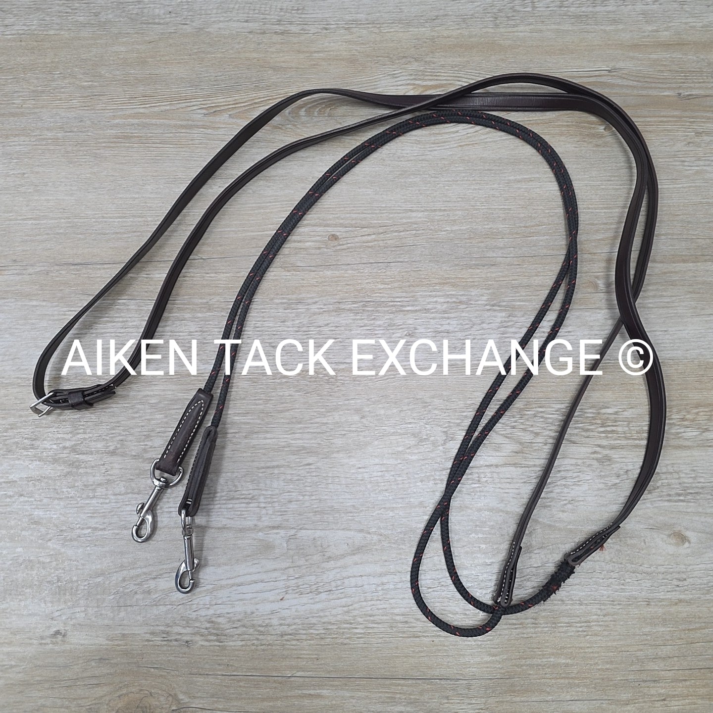Walsh Leather Draw Reins with Rope, Size Full