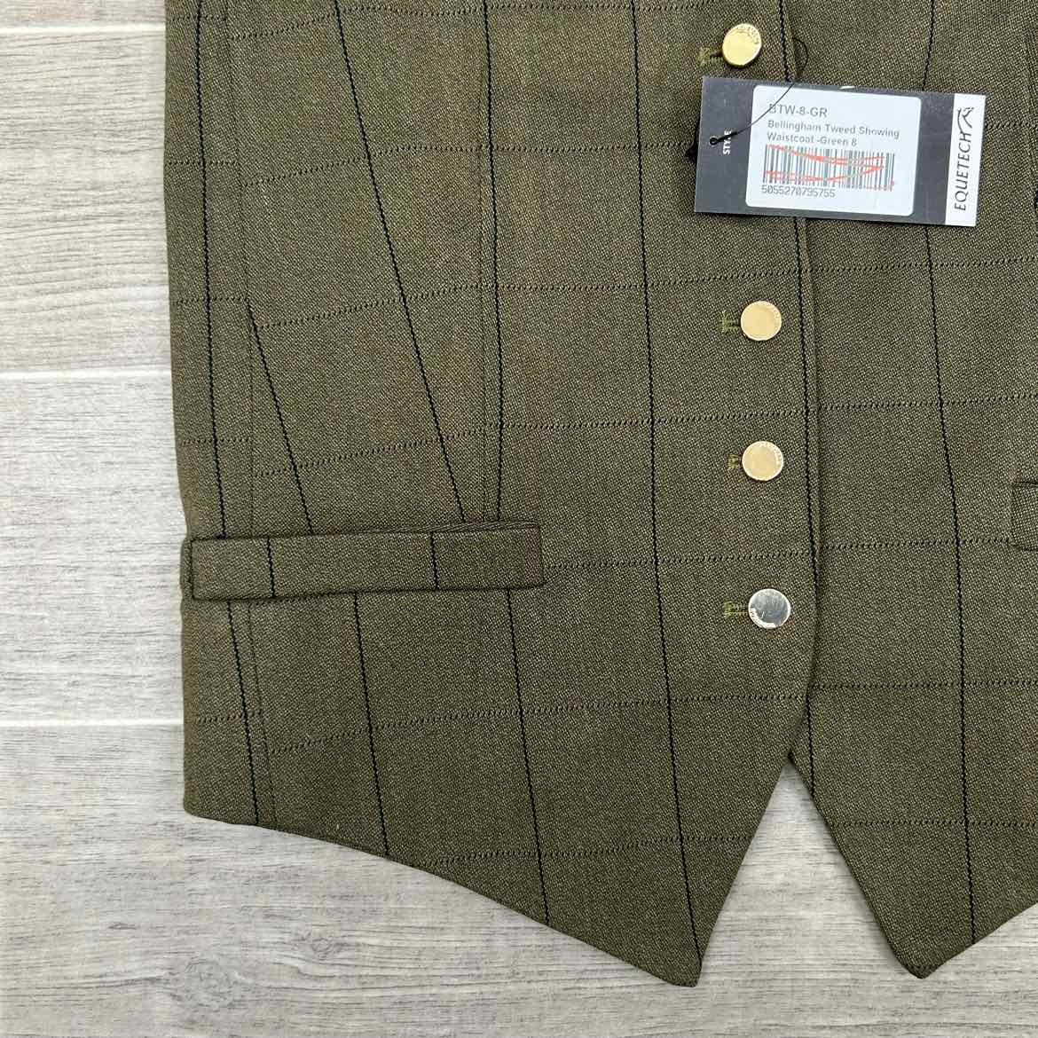Equetech Bellingham Tweed Waistcoat Vest, Size 8