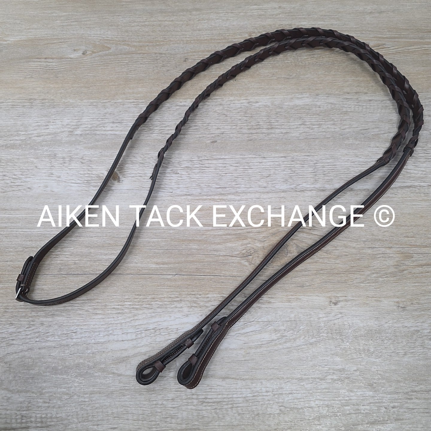 KL Select Red Barn Round Raised Fancy Stitch Laced Reins, Brown, Size Full