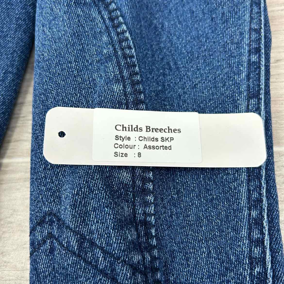 Jacson Wear Children's Denim Knee Patch Riding Jean Breeches, Size 8, Brand New
