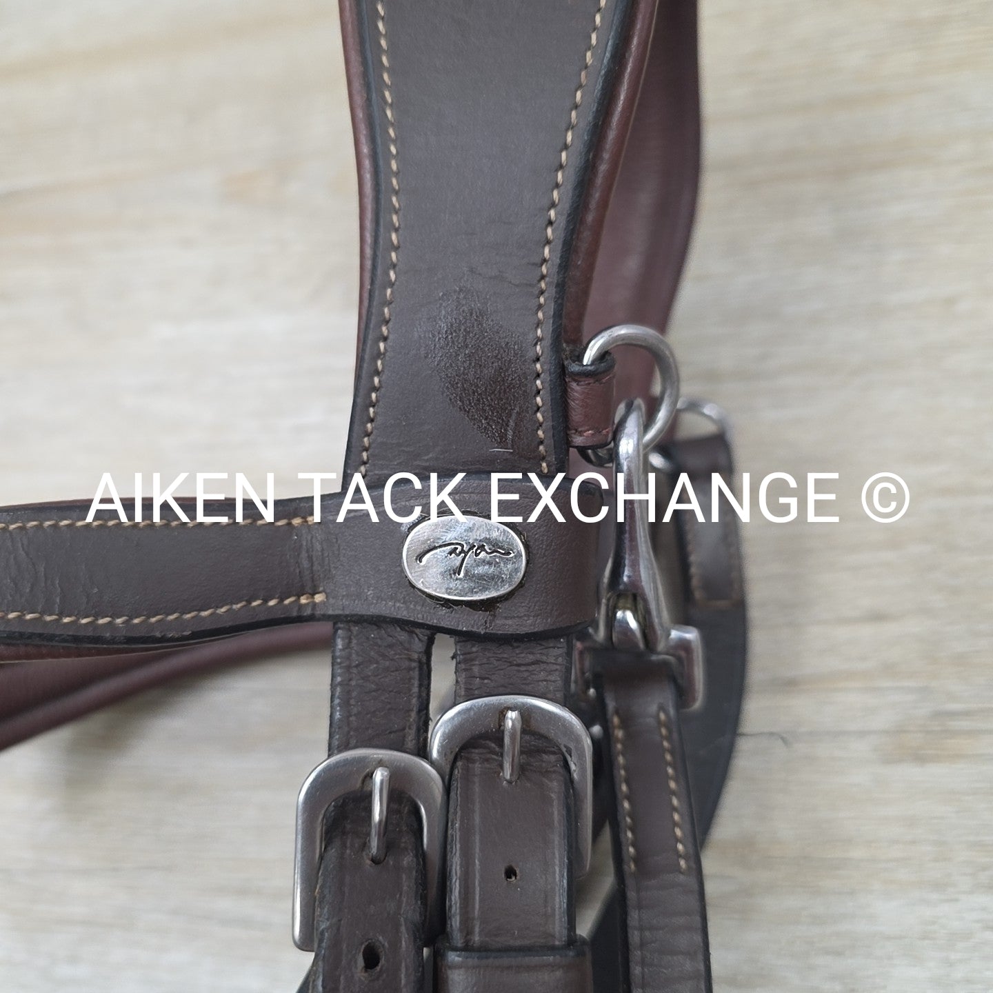 Dy'on Flash Noseband Bridle and Snap Hook with Matching Rubber Reins, Brown, Siz