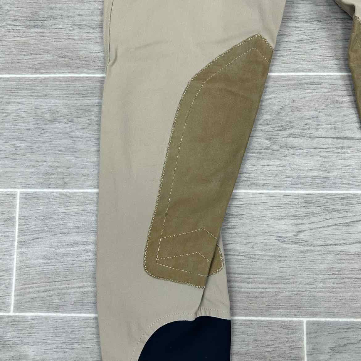 Tailored Sportsman Trophy Hunter Knee Patch Sock Bottom Breeches, Size 24