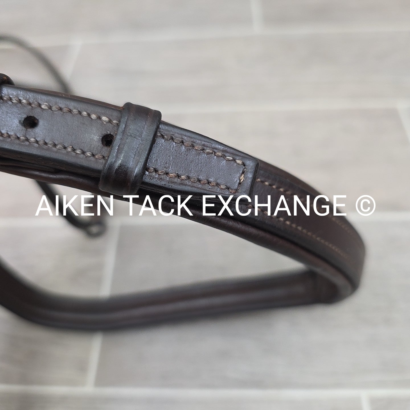 Plain Raised Noseband with Matching Browband, Brown, Size Full