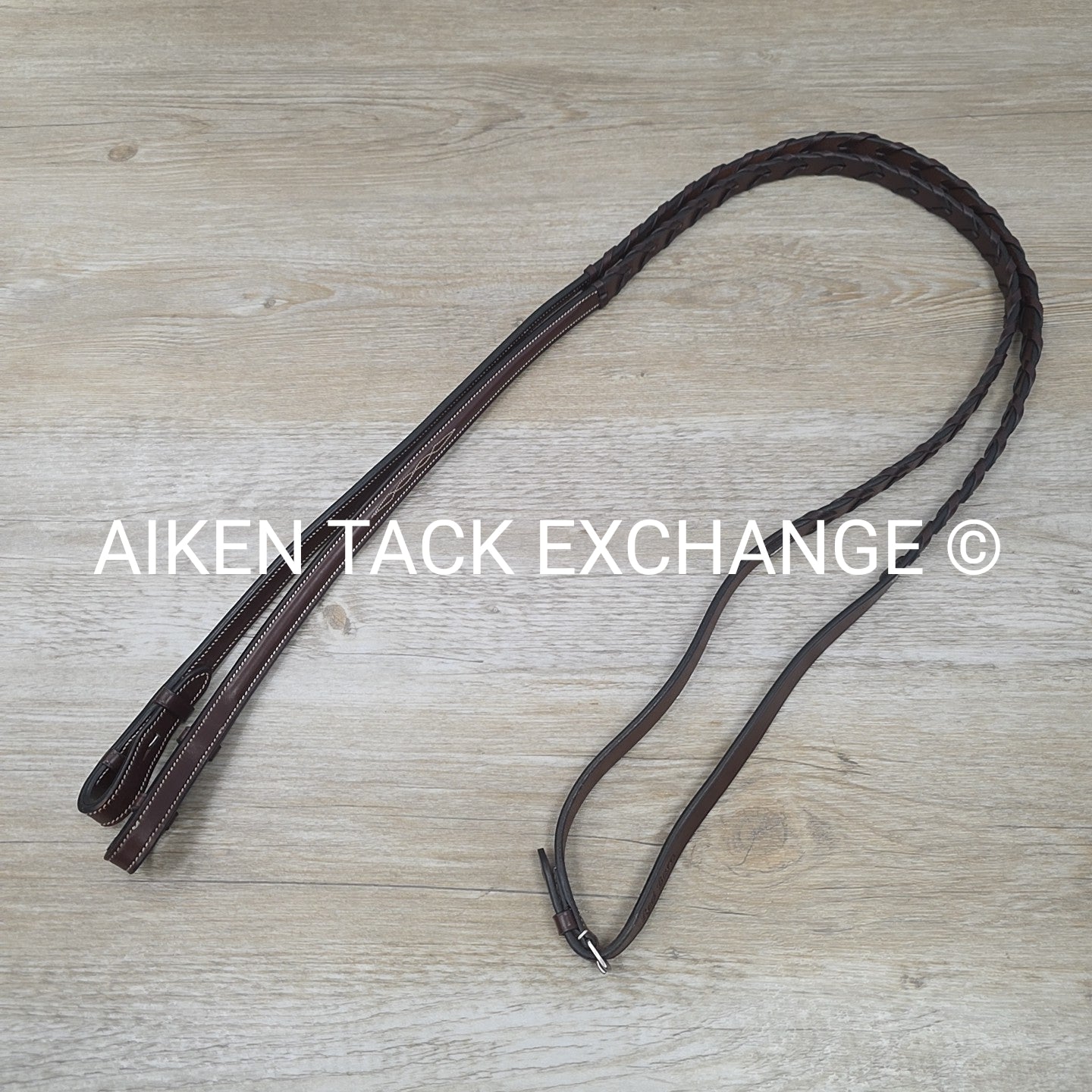 KL Select Red Barn Round Raised Fancy Stitch Laced Reins, Brown, Size Full