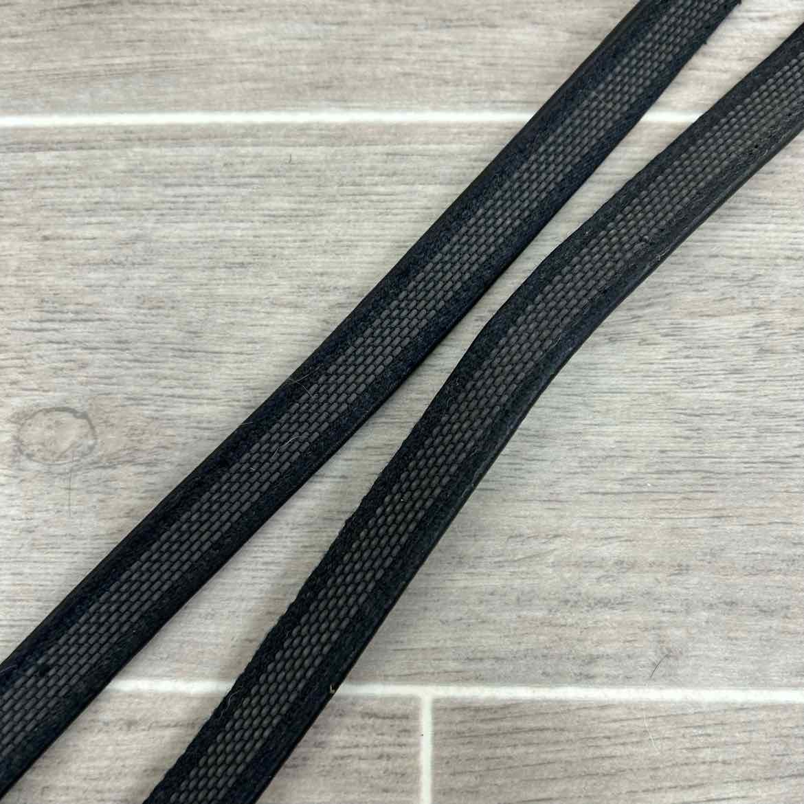 Stubben NT Leather Reins with Extra Grip Rubber Lining, Black, 55"